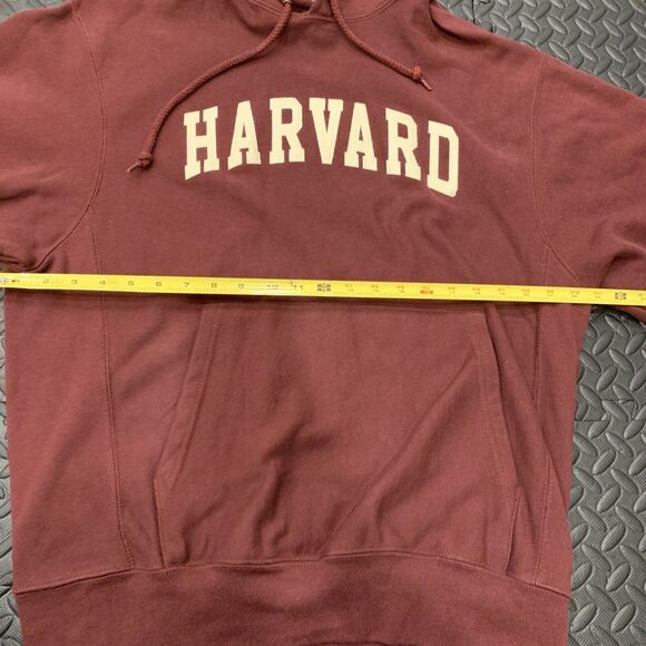 Champion Harvard Hoodie Adult Medium Maroon Reverse Weave Cut Neck Pullover - Picture 7 of 8